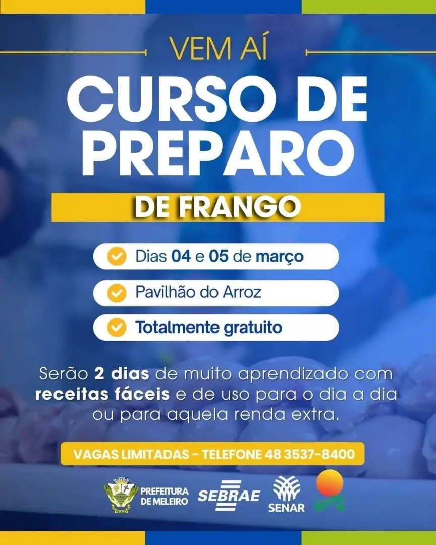 Meleiro Oferece Curso Gratuito de Preparo de Frango para Impulsionar sua Renda