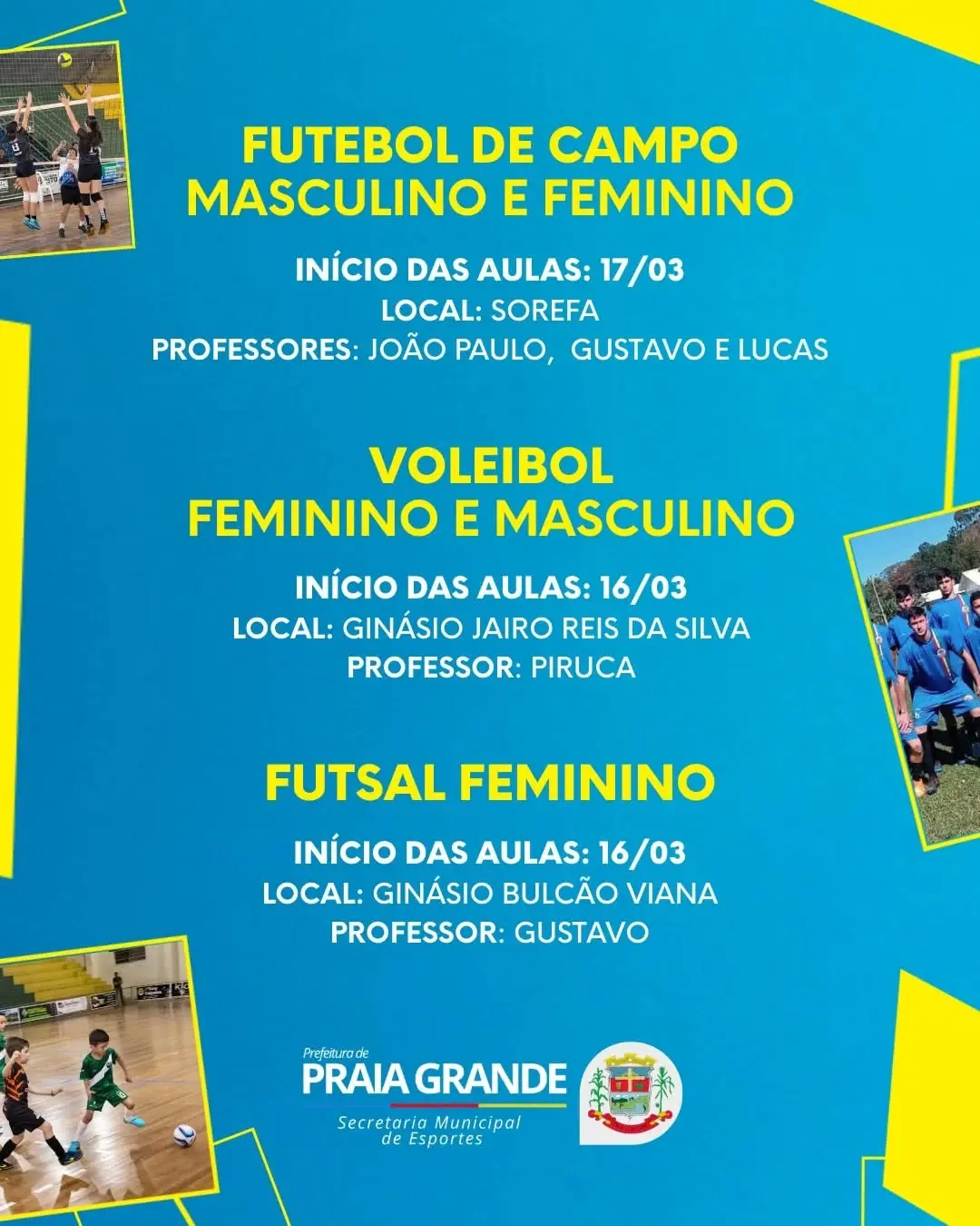 Praia Grande (SC) abre inscrições para projetos esportivos gratuitos em diversas modalidades