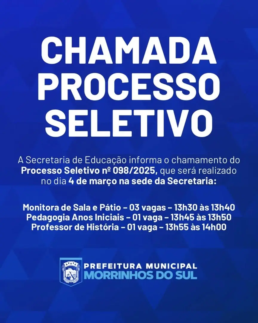 Morrinhos do Sul: Processo Seletivo para Educação é Anunciado