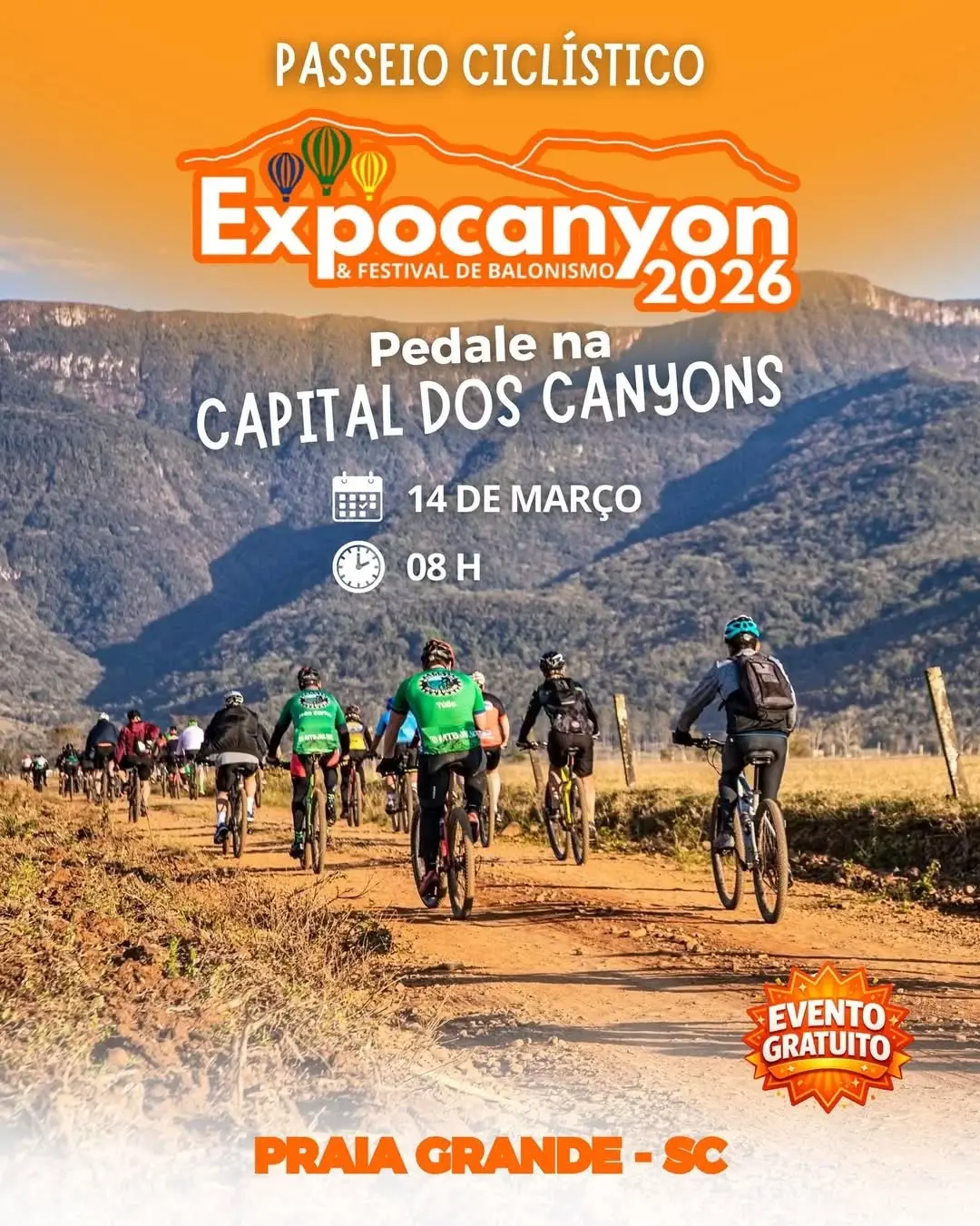 Passeio Ciclístico na Expocanyon 2026: Aventura Gratuita na Capital dos Canyons