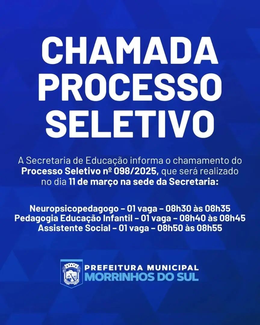 Morrinhos do Sul Abre Processo Seletivo para Educação: Vagas para Neuropsicopedagogo, Pedagogia e Assistente Social