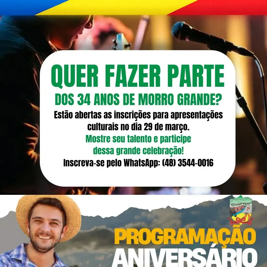 Morro Grande Celebra 34 Anos com Inscrições Abertas para Apresentações Culturais
