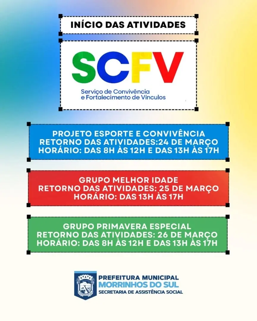 Morrinhos do Sul Retoma Atividades do SCFV em Março: Esporte, Convivência e Melhor Idade!