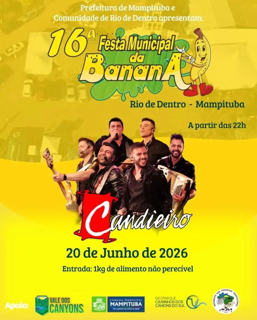 Grupo Candieiro Confirmado na 16ª Festa da Banana em Mampituba