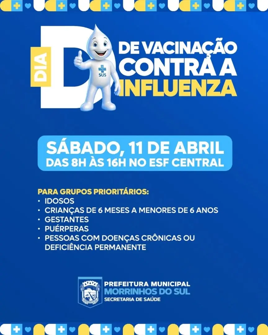 Morrinhos do Sul realiza Dia D de Vacinação contra a Influenza em abril