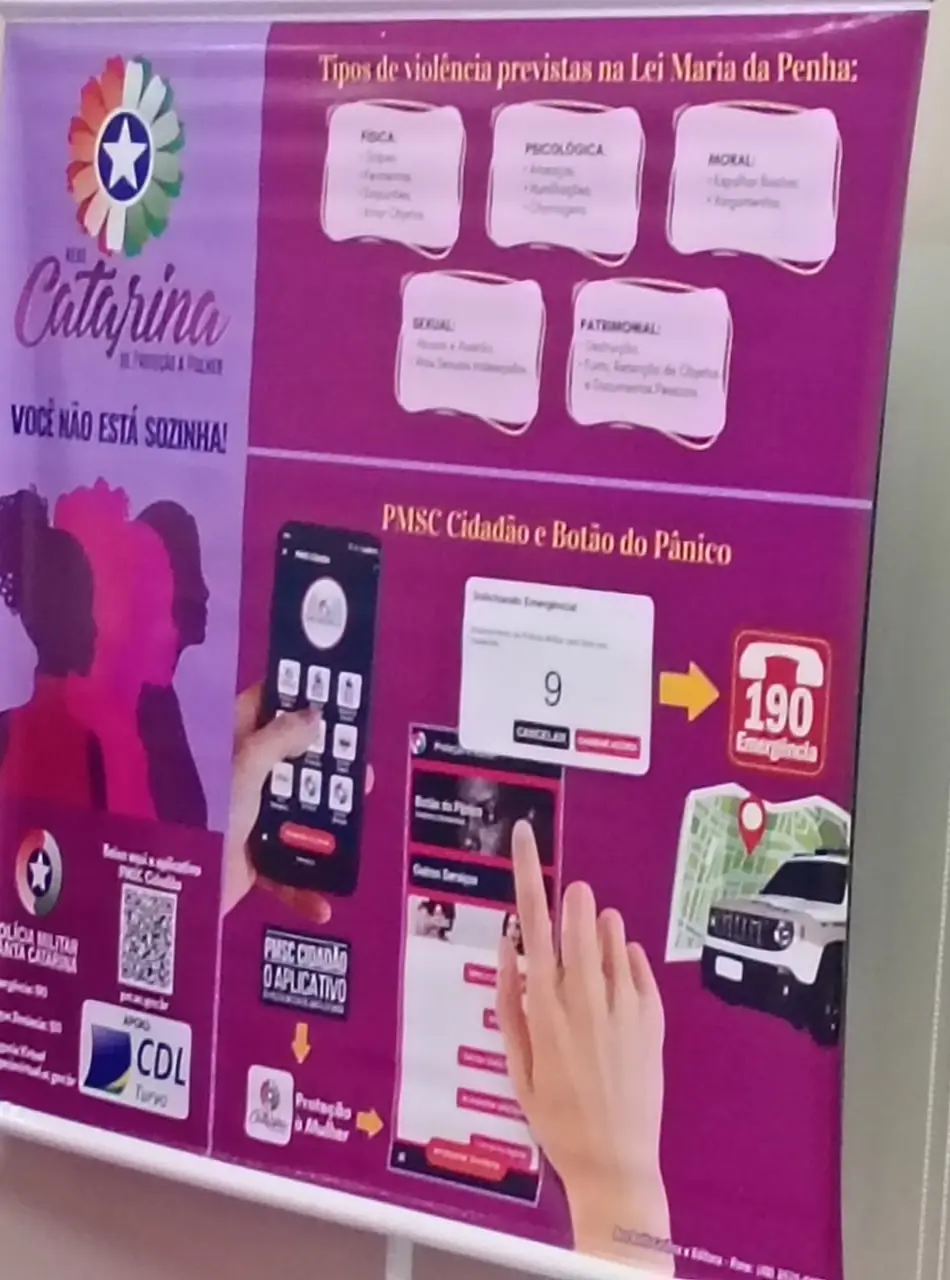 Polícia Militar de Araranguá promove ação de proteção às mulheres em Turvo