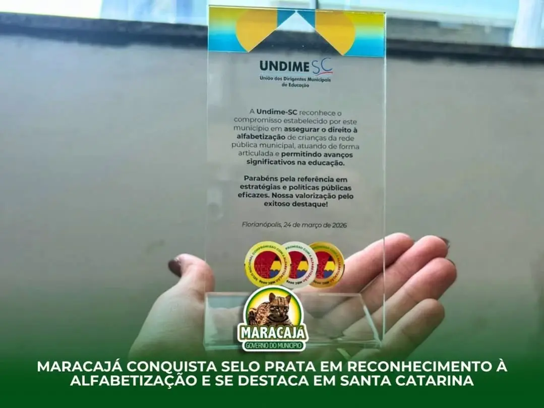 Maracajá conquista Selo Prata e se destaca na alfabetização em Santa Catarina