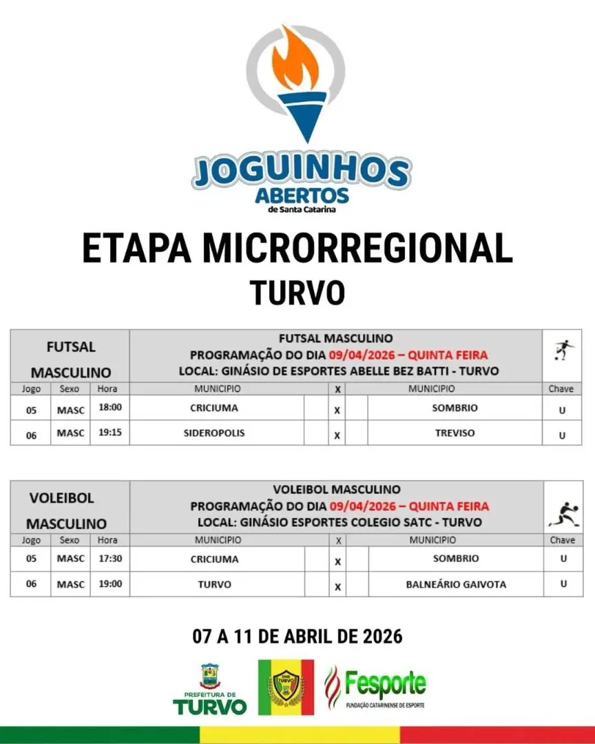 Turvo se Prepara para a 3ª Rodada dos Jogos Abertos de Santa Catarina