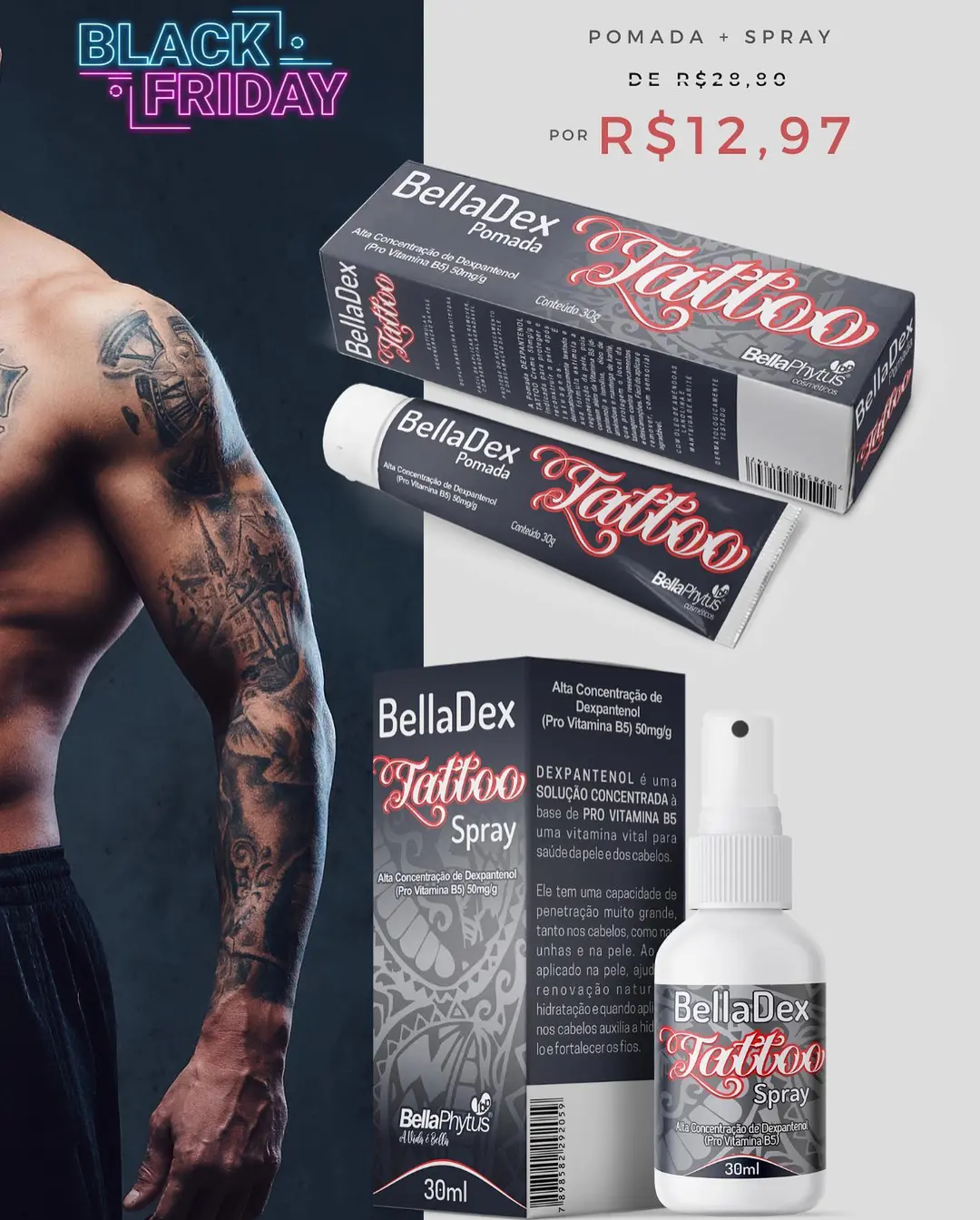 BellaDex Tattoo: Cuide da Sua Arte com 55% OFF na Black Friday BellaPhytus! - Image
