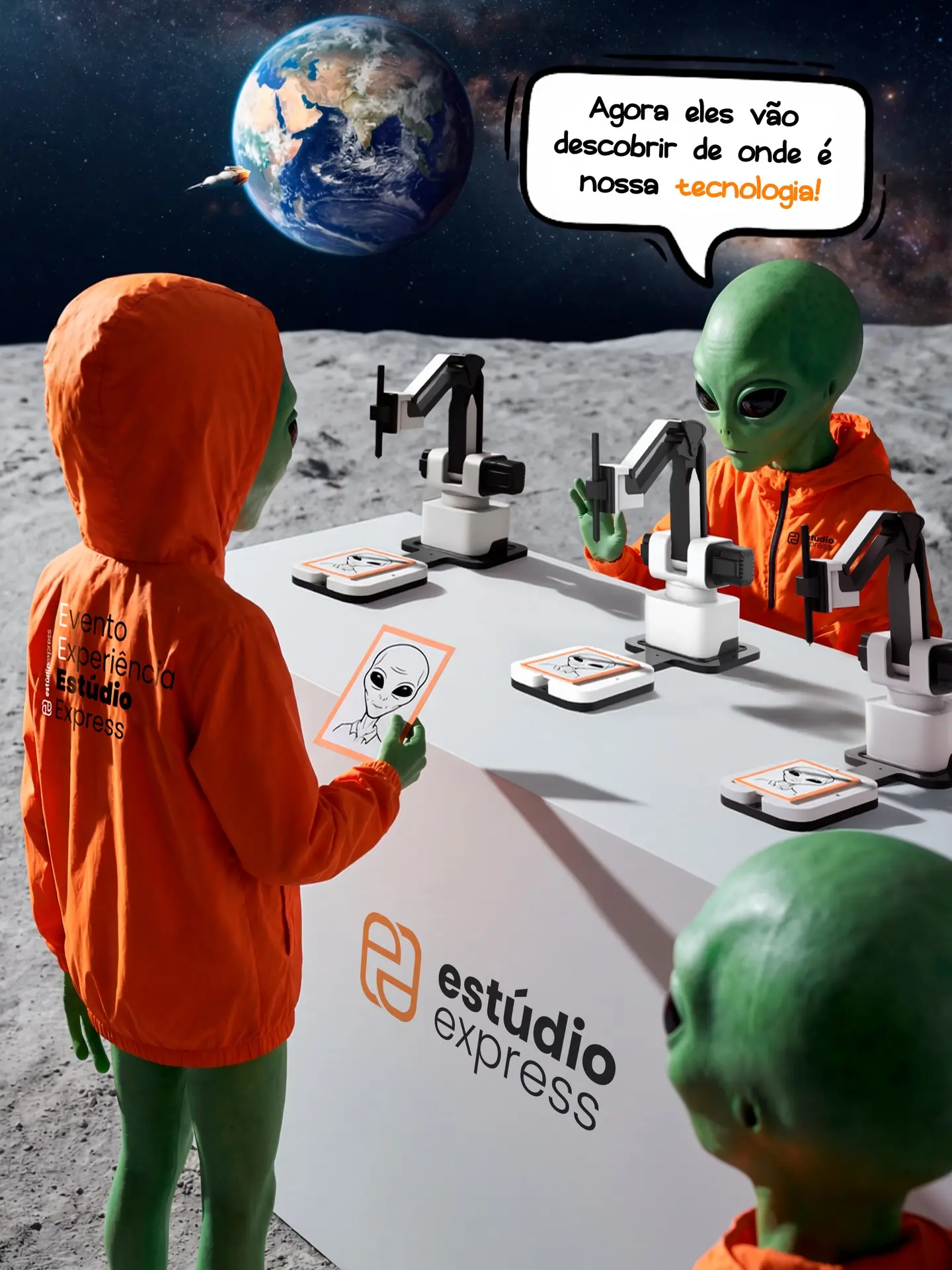 Caricatura de Outro Mundo: Leve a Experiência Espacial para Seu Evento!